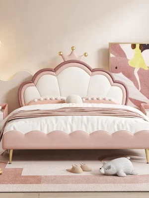 Shell Shape Princess Girl Light luxury Pink Bedroom Storage Single Soft Kids Children bed