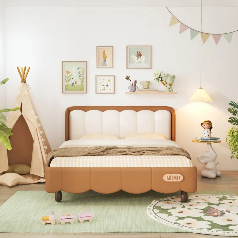 Minimalist Modern simple boy single bedroom furniture beech wooden children bed