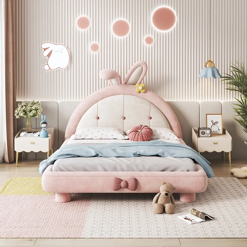 New arrivals girls bedroom rabbit design single bed furniture kids princess bed