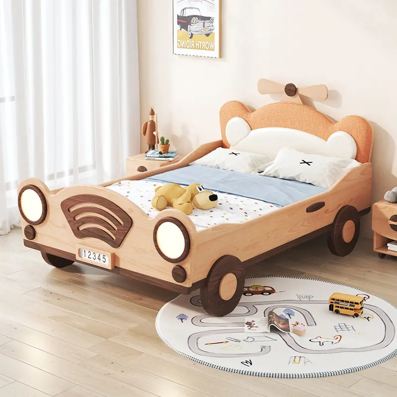 Creative Design Children Bedroom Wooden Bed Furniture Car Bed for Kids