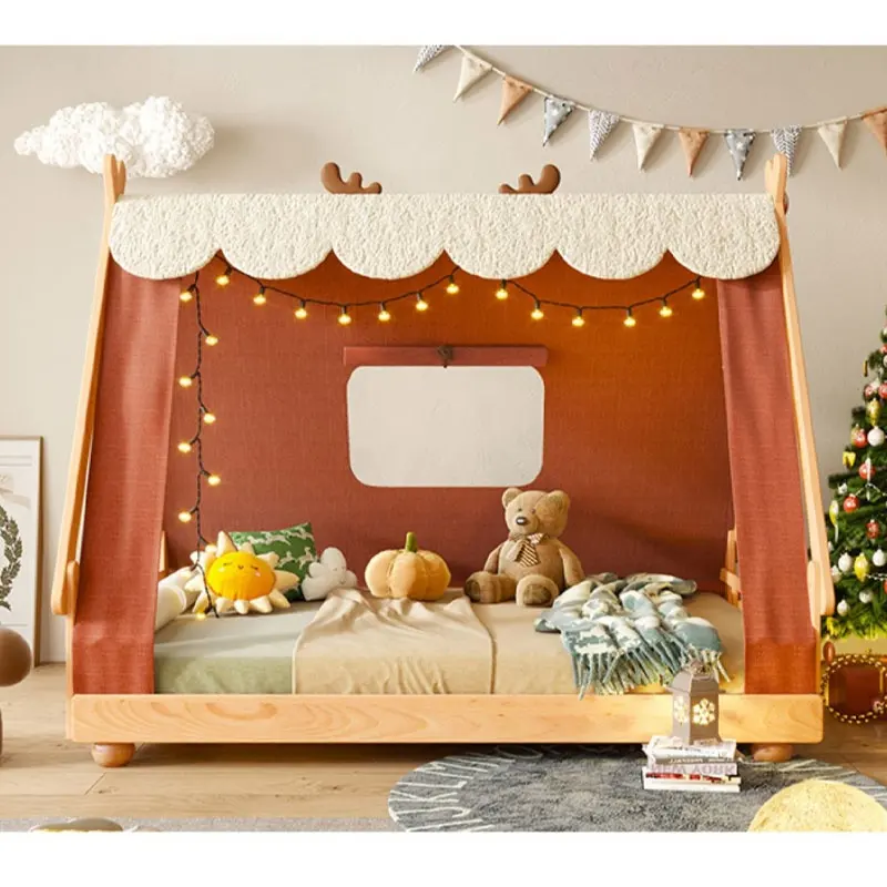 Character Single Wooden Bedroom Furniture Sleeping Canopy Cover Kids Cartoon House Bed