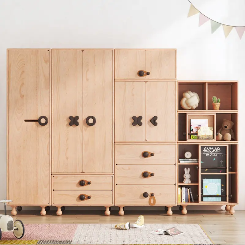 Modern children furniture free combination wooden cabinet storage closet kids wardrobe