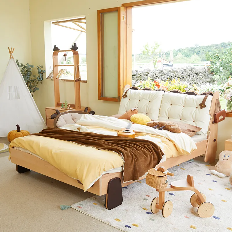 Modern Children Solid Wood Beds Cookie Cartoon Child Bedroom Furniture Princess Kids Bed